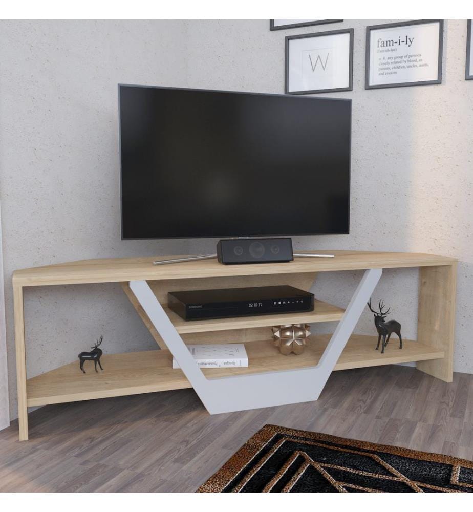 Blanc, Chêne, Armoires De Télévision, 36,8X120X35 cm, Plaque De Particules Enrobée De Mélamine