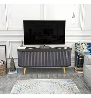 Porta TV, Nero, Antracite, Pannello di particelle rivestito in melamina