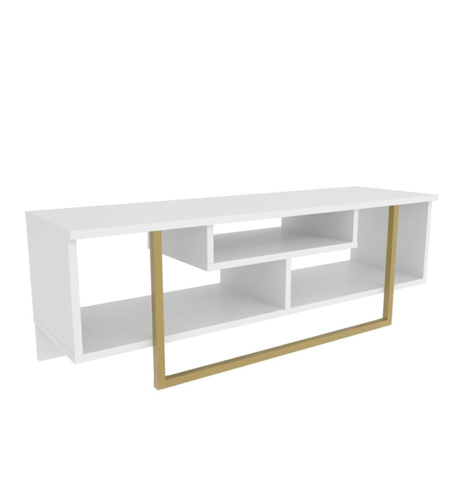 Gold,Weiss, Tv Schränke, 40,2X120X35,2 cm, Melaminbeschichtete Partikelplatte