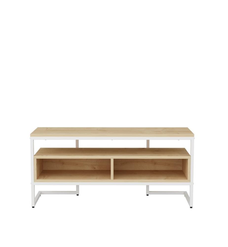 Weiss,Eiche, Tv Schränke, 49,9X110X35 cm, Melaminbeschichtete Partikelplatte