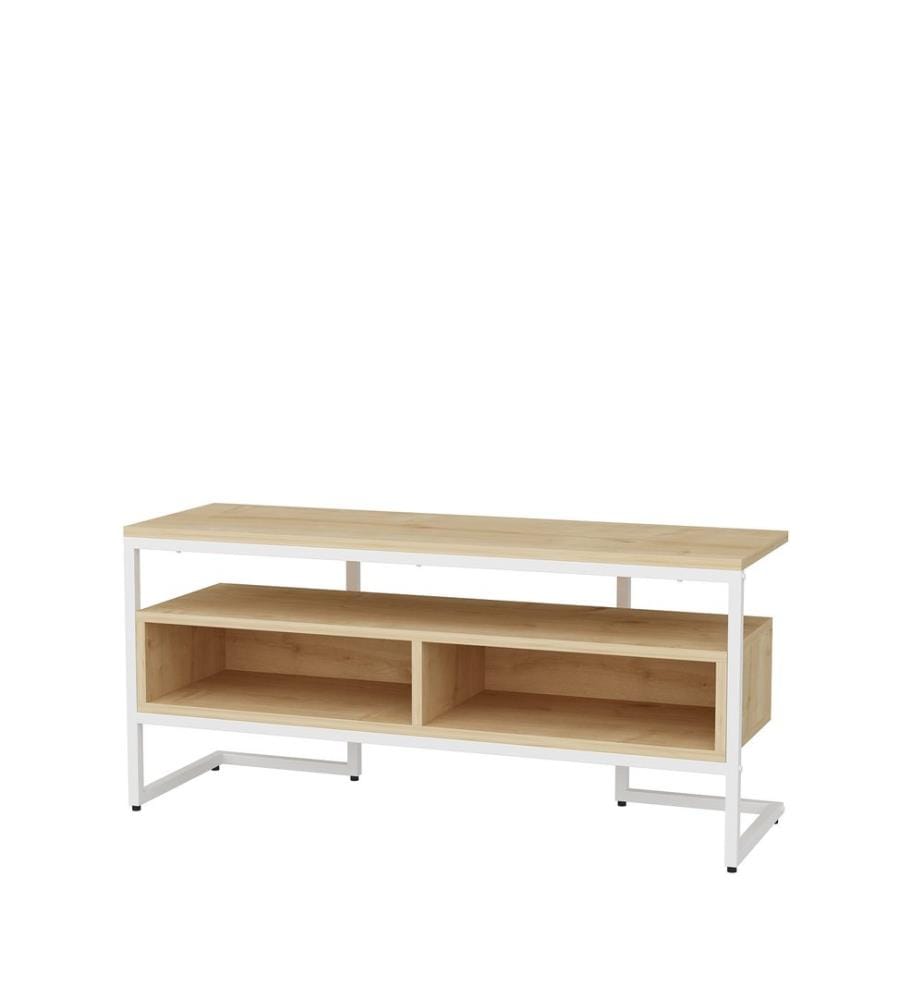 Weiss,Eiche, Tv Schränke, 49,9X110X35 cm, Melaminbeschichtete Partikelplatte