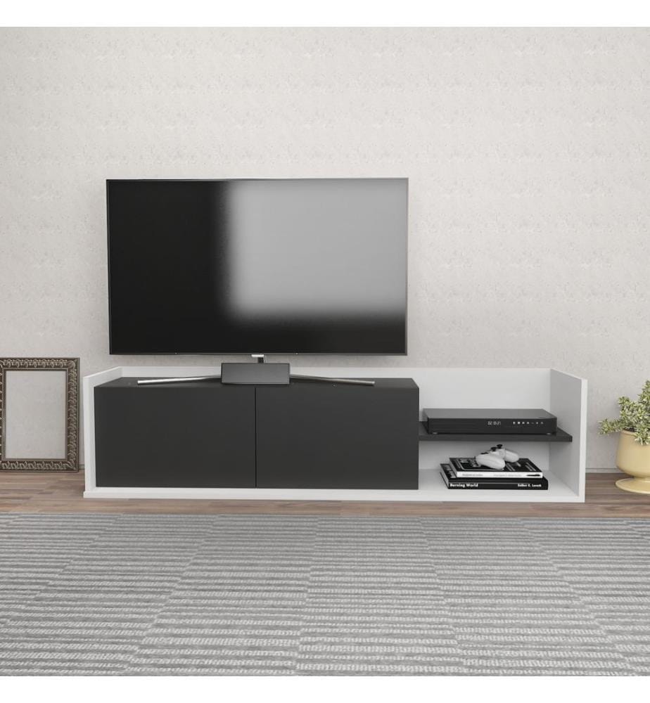 Weiss,Anthrazit, Tv Schränke, 36,8X160X35 cm, Melaminbeschichtete Partikelplatte