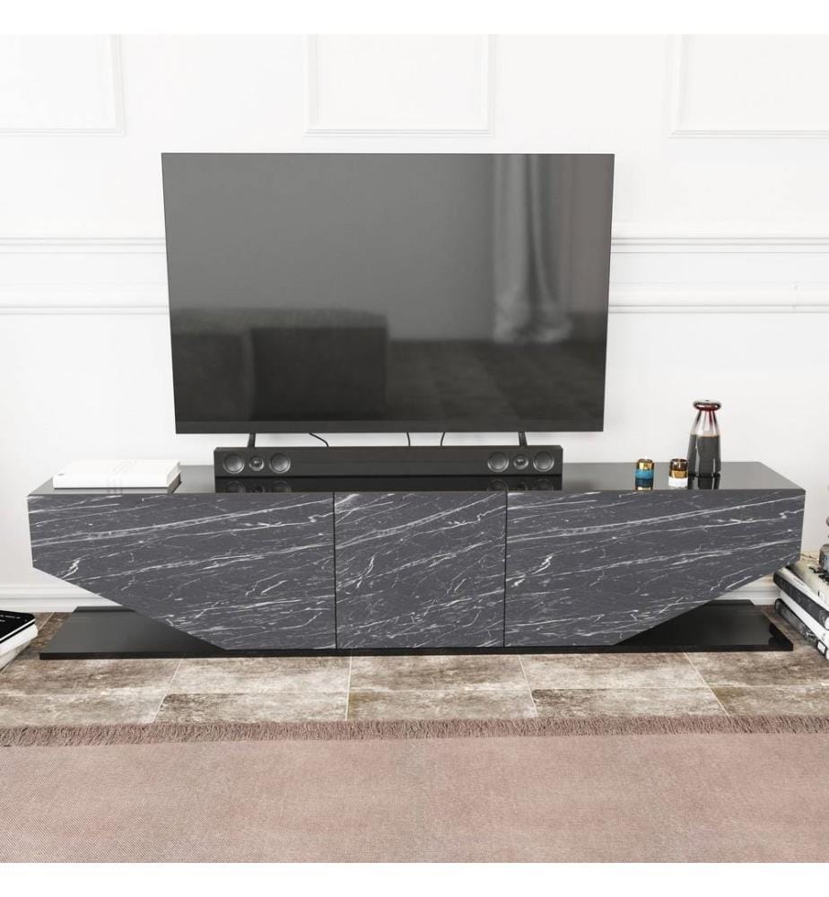 Schwarz, Tv Schränke, 45X180X30 cm, Melaminbeschichtete Partikelplatte