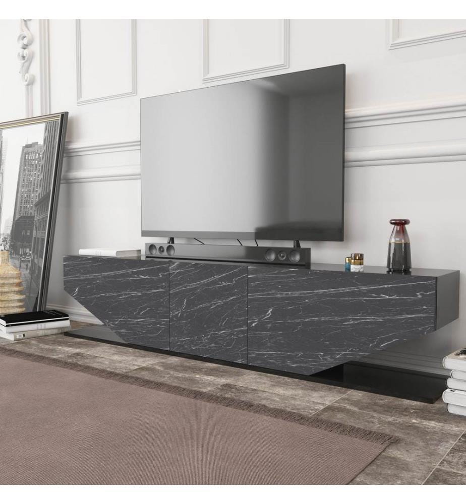 Schwarz, Tv Schränke, 45X180X30 cm, Melaminbeschichtete Partikelplatte