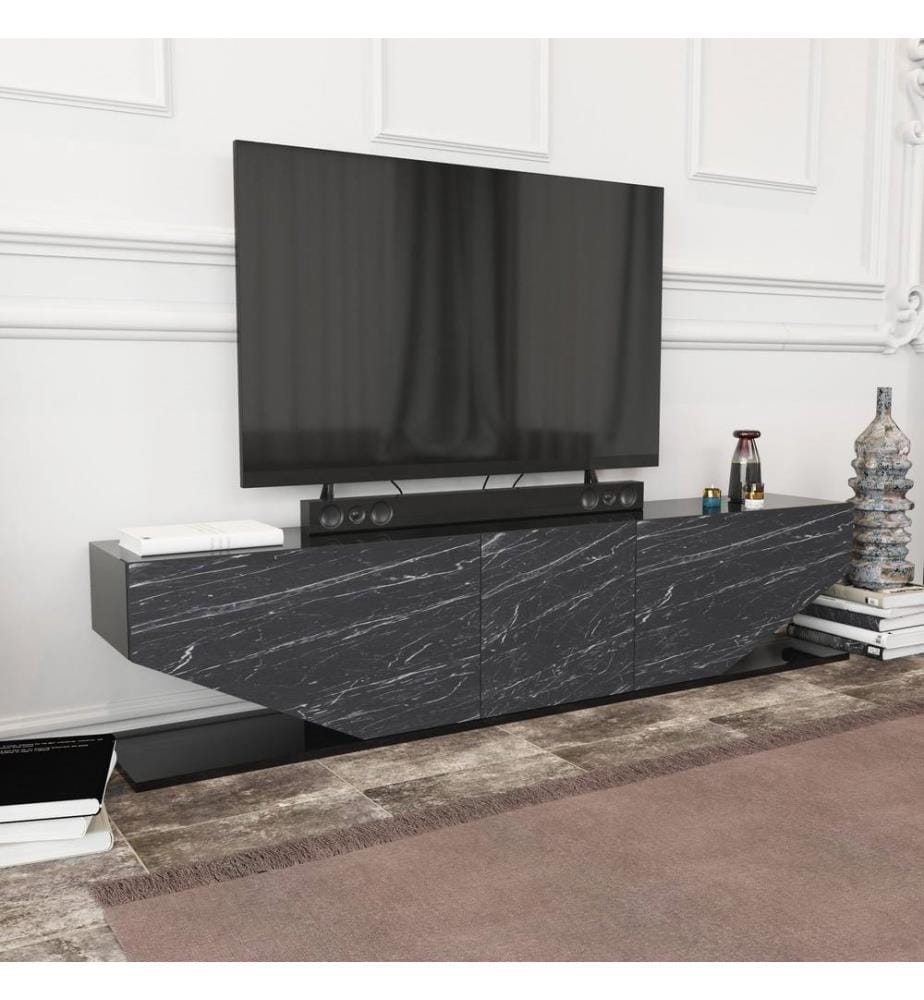 Schwarz, Tv Schränke, 45X180X30 cm, Melaminbeschichtete Partikelplatte