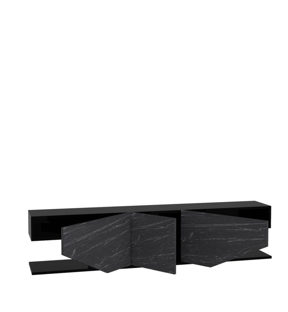 Schwarz, Tv Schränke, 45X180X30 cm, Melaminbeschichtete Partikelplatte