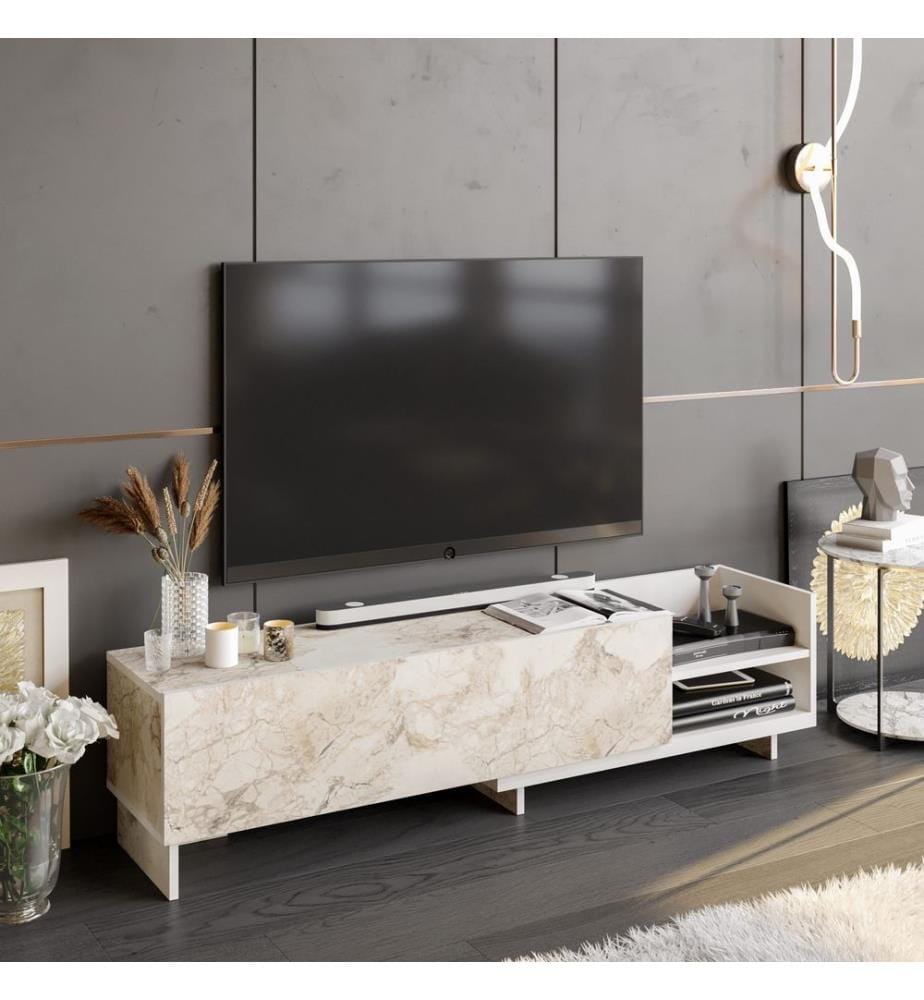 Weiss, Tv Schränke, 41X165X35 cm, Melaminbeschichtete Partikelplatte