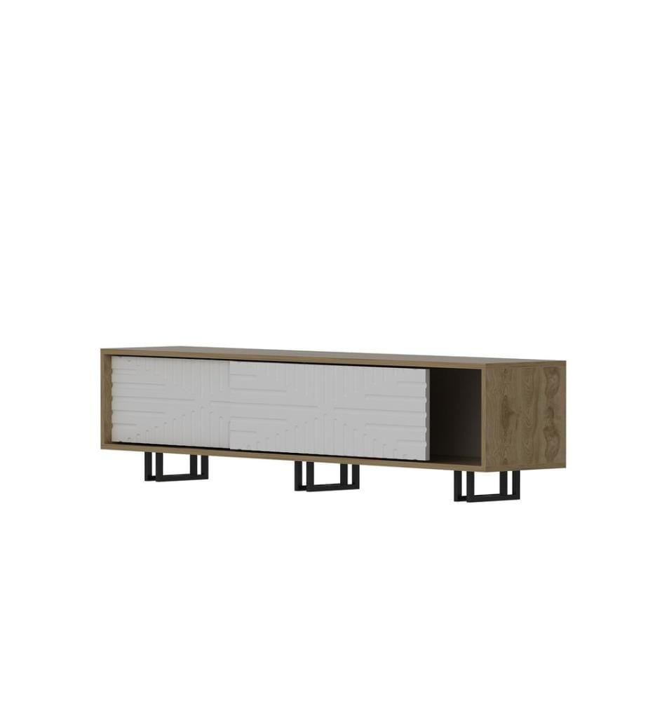 Eichenfarbig,Weiss, Tv Schränke, 47,4X180X35 cm, Melaminbeschichtete Partikelplatte