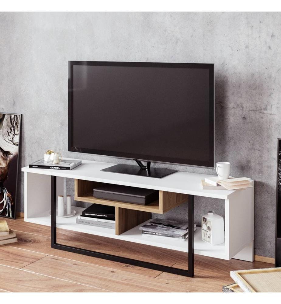 Weiss, Tv Schränke, 40,2X119,4X35,2 cm, Melaminbeschichtete Partikelplatte
