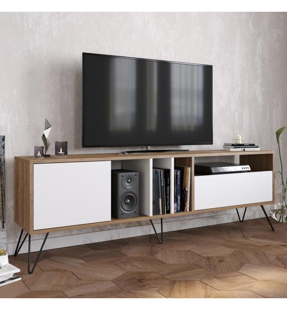 Noix, Armoires De Télévision, 58,7X180X35,5 cm, Plaque De Particules Enrobée De Mélamine