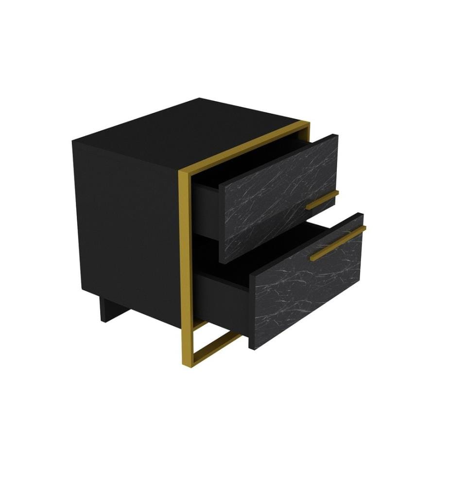 Oro, Nero, Comodino E Armadi, 51.8X50X38,5 cm, Piastra Di Particelle Con Rivestimento Melamina