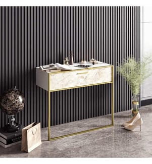 Sideboard, GoldWhite, Melamine Coated Particle Board