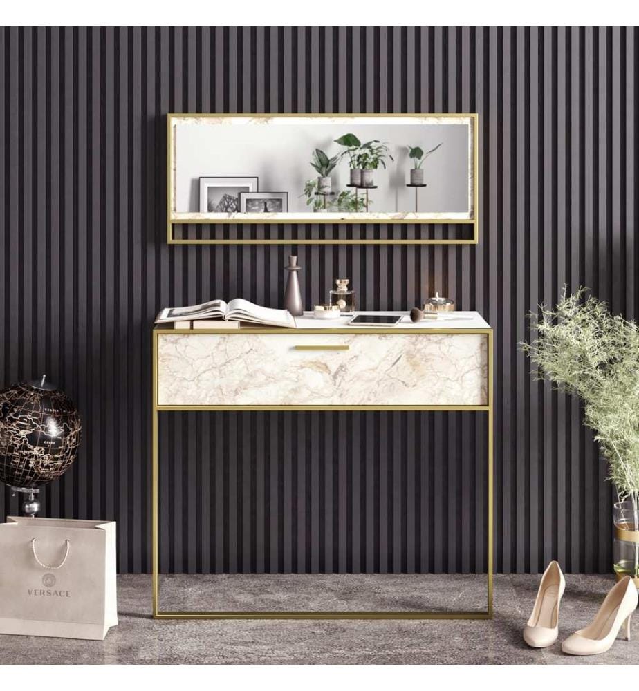 Sideboard, GoldWhite, Melamine Coated Particle Board