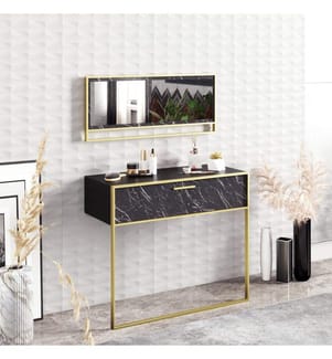 Sideboard, GoldBlack, Melamine Coated Particle Board