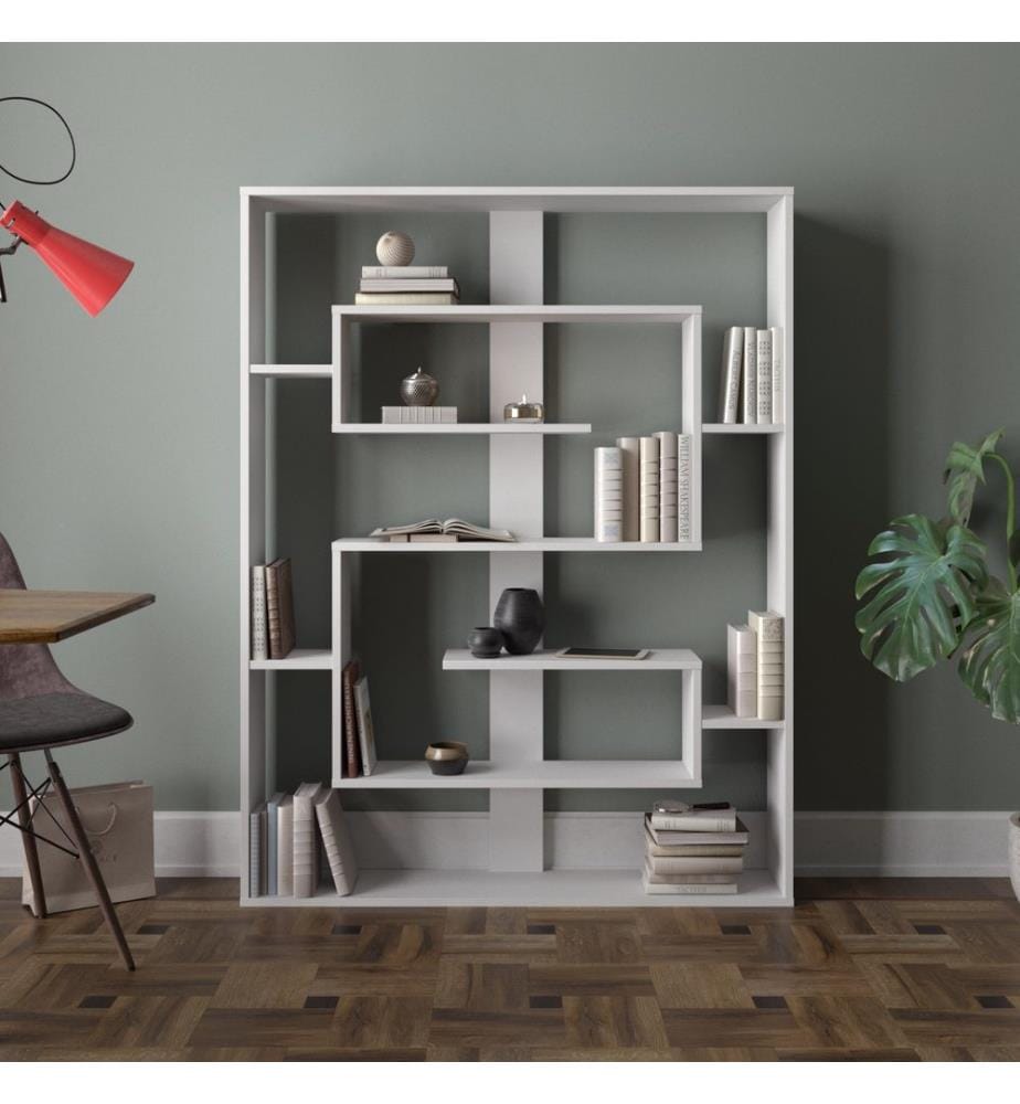 Weiss, Bücherregale, 156X120X22 cm, Melaminbeschichtete Partikelplatte
