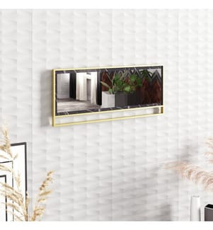 Decorative Wooden Mirror, GoldBlack, Melamine Coated Particle Board, Metal Frame