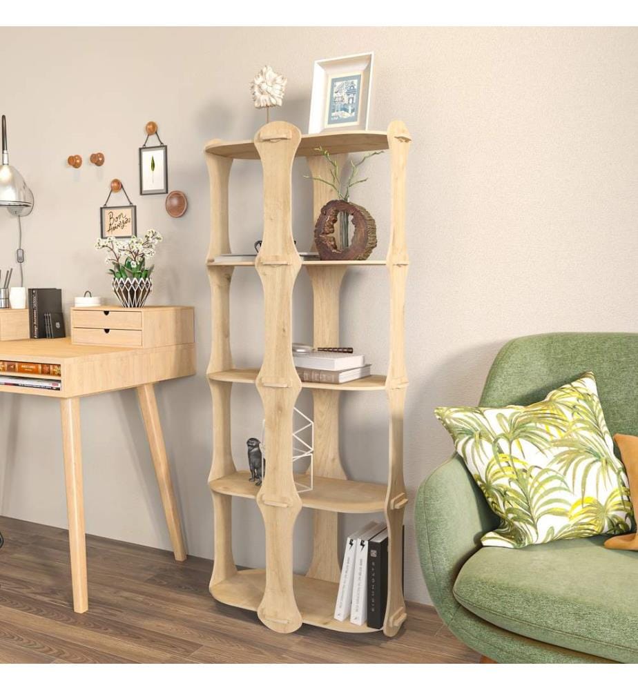 Bücherregal, Eiche, Melaminharzbeschichtete Spanplatte
