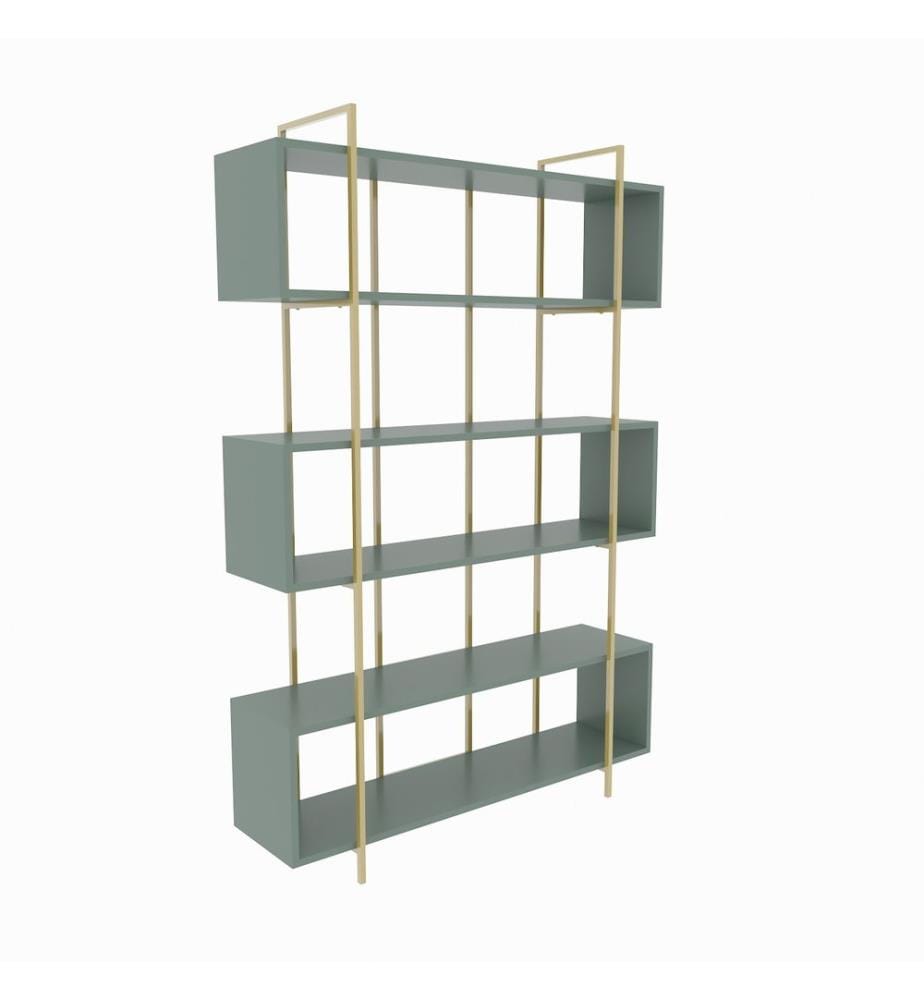 Bücherregal, Grün, Gold, Melaminbeschichtete Spanplatte