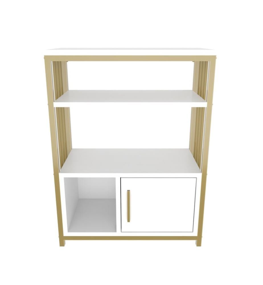 Libreria, Bianco, Oro, Pannello di particelle rivestito in melamina