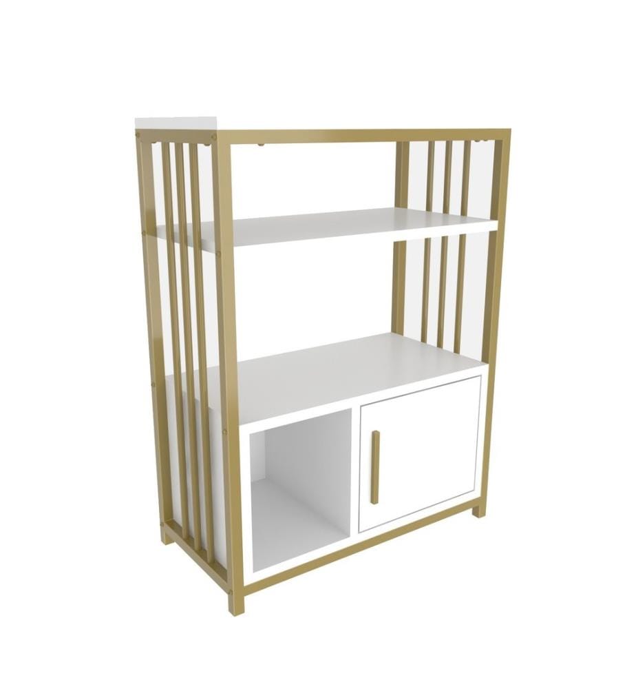 Libreria, Bianco, Oro, Pannello di particelle rivestito in melamina