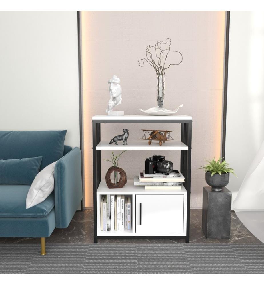 Etagère, blanc, noir, panneau de particules mélaminé