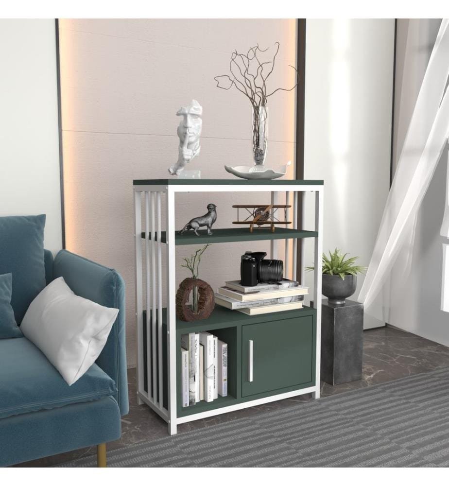 Bibliothèque, vert, blanc, panneau de particules mélaminé