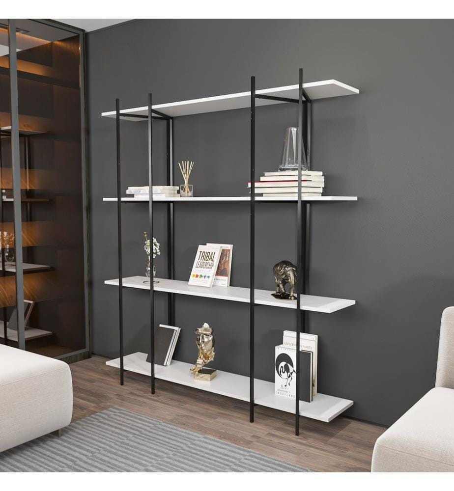 Bücherregal, Weiss, Schwarz, Melaminharzbeschichtete Spanplatte