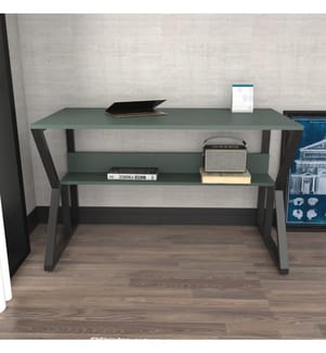 Scrivania, Verde, Nero, Pannello di particelle rivestito in melamina