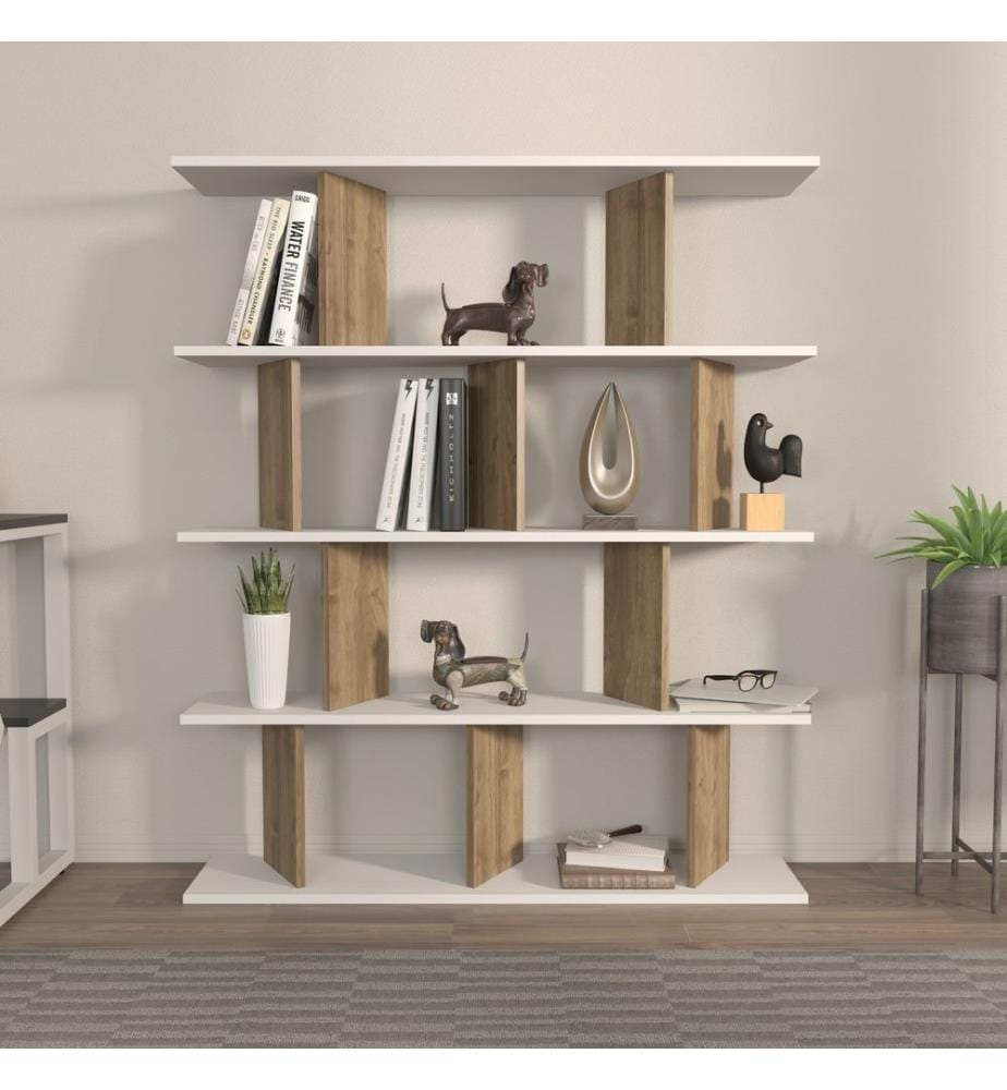 Bücherregal, Weiss, Walnuss, Melaminbeschichtete Spanplatte