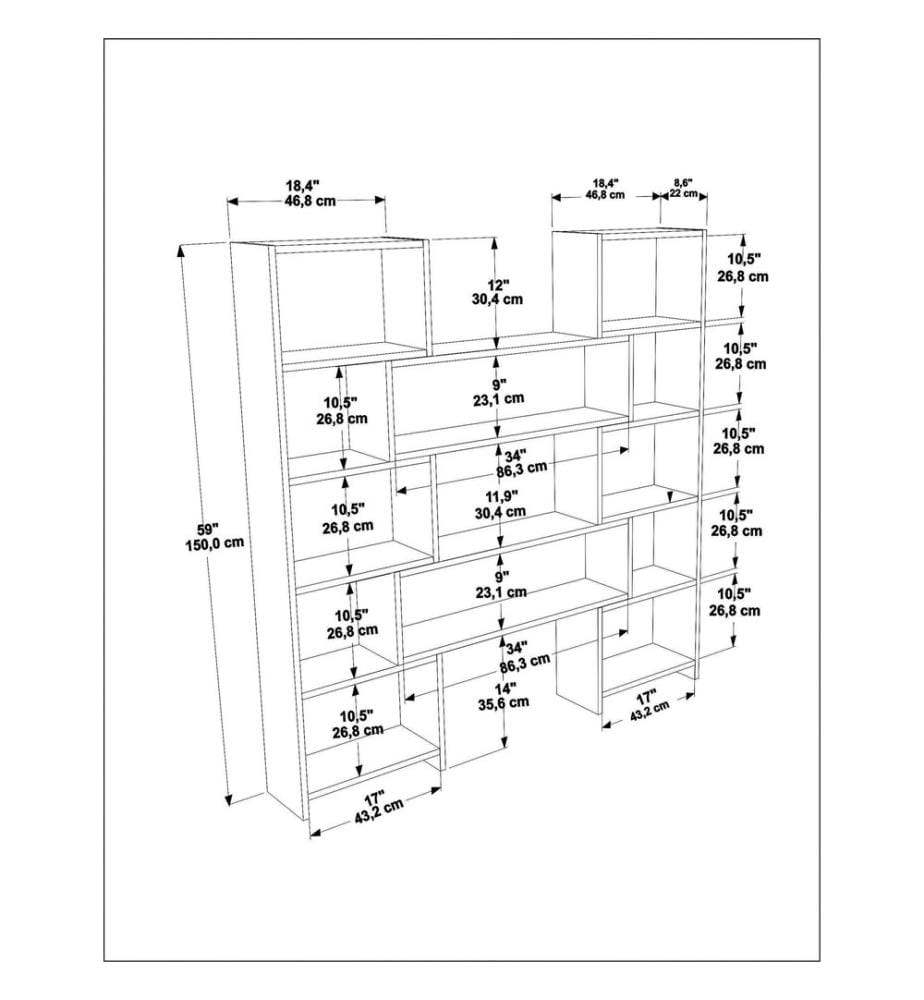 Etagère, Blanc, Noyer, Panneau de particules mélaminé