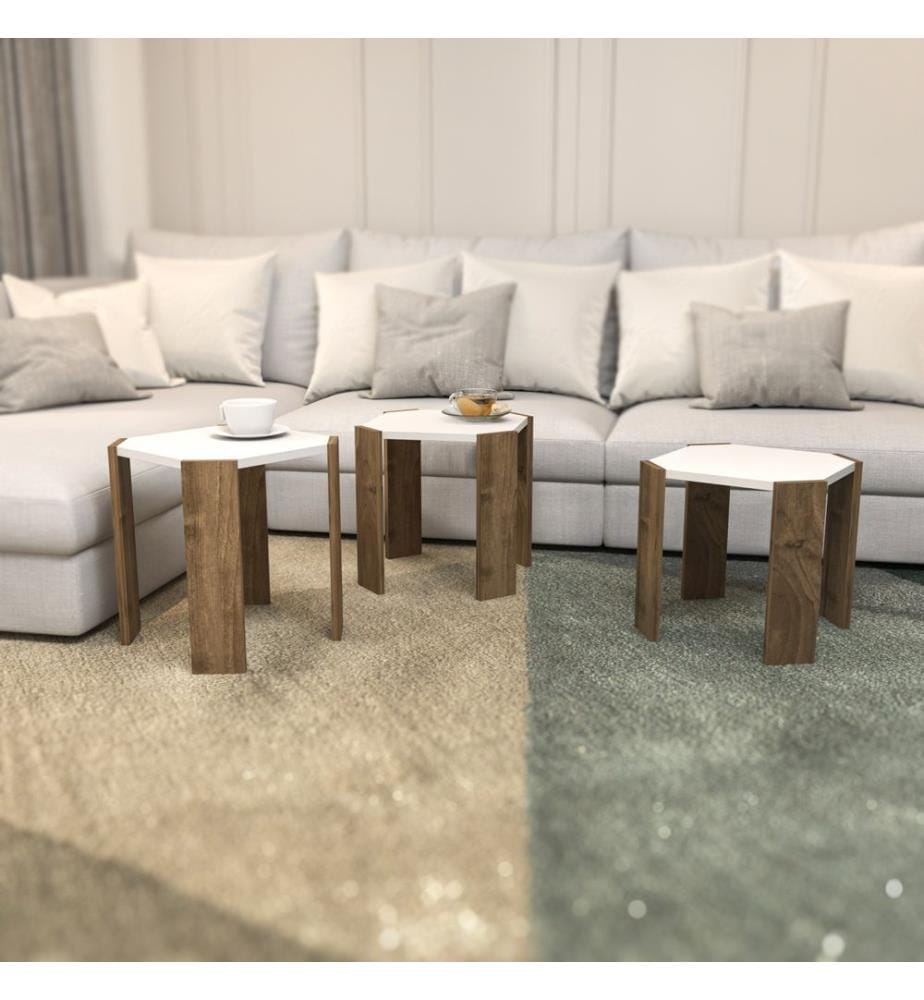 Table basse, blanc, noyer, panneau de particules mélaminé