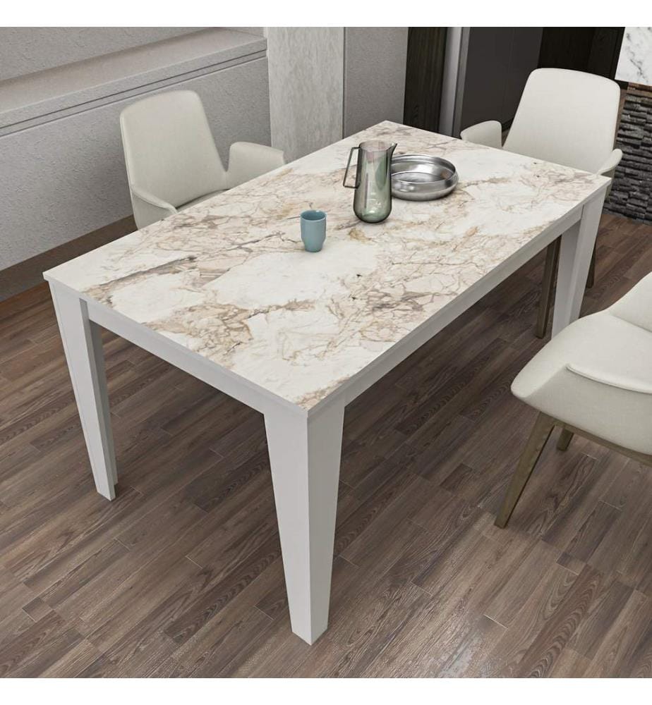 Dining Table, White, Melamine Coated Particle Board