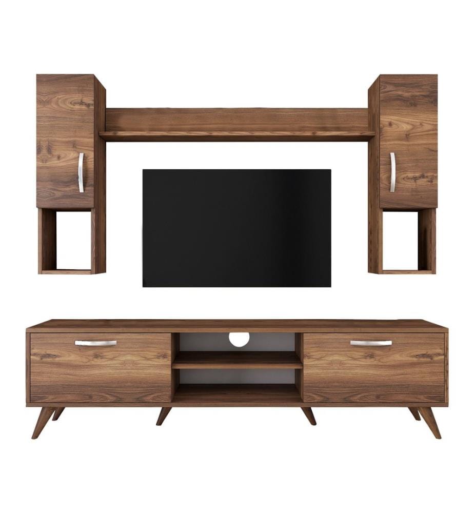 Nussbaumfarbe, Tv Schränke, 48,6X180X35 cm, Melaminbeschichtete Partikelplatte