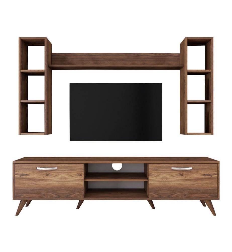 Nussbaumfarbe, Tv Schränke, 48,6X180X35 cm, Melaminbeschichtete Partikelplatte