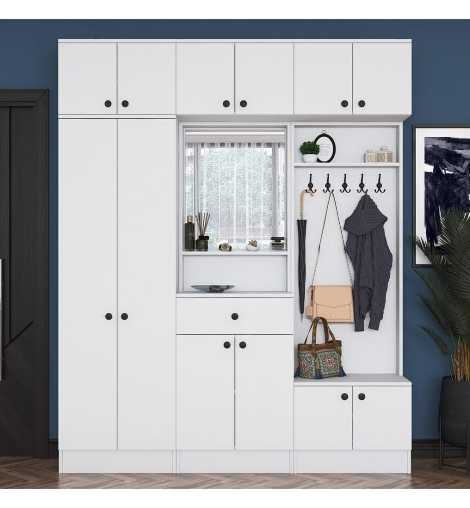 Stand Hall, Blanc, De Spanition E1 Quality Recueillie En Mélamine