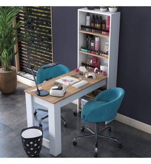 Tavolo da trucco, Noce, Bianco, Pannello di particelle rivestito in melamina