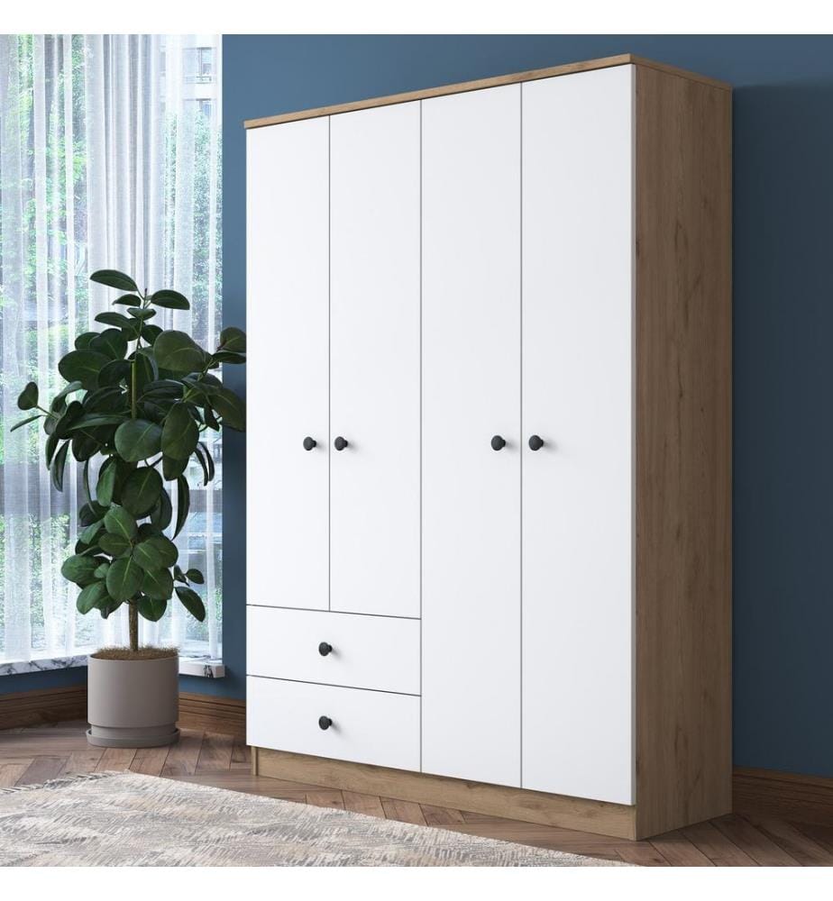 Wardrobe, WalnutWhite, Melamine Coated Particle Board