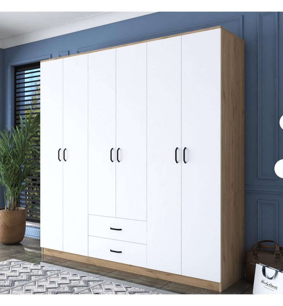 Wardrobe, WalnutWhite, Melamine Coated Particle Board