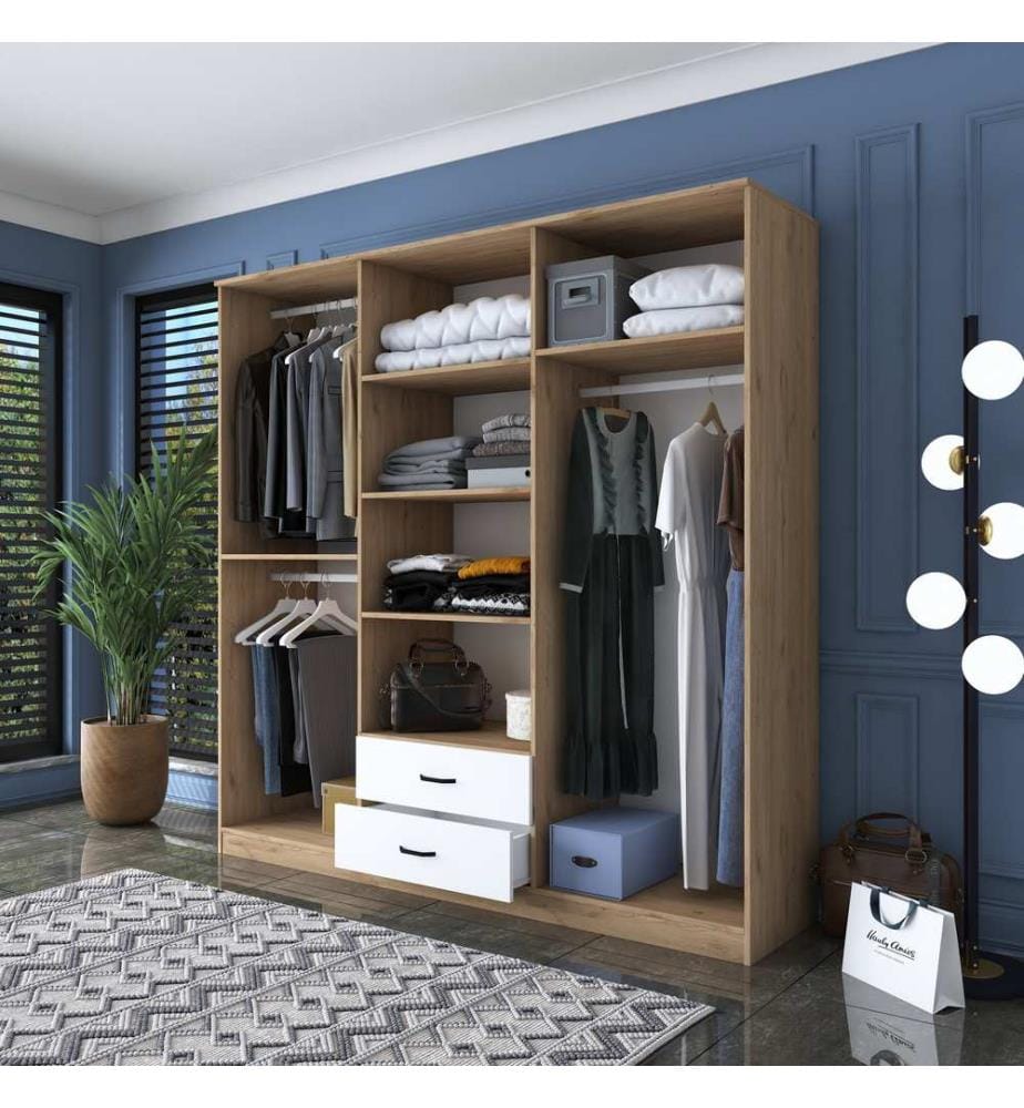 Wardrobe, WalnutWhite, Melamine Coated Particle Board