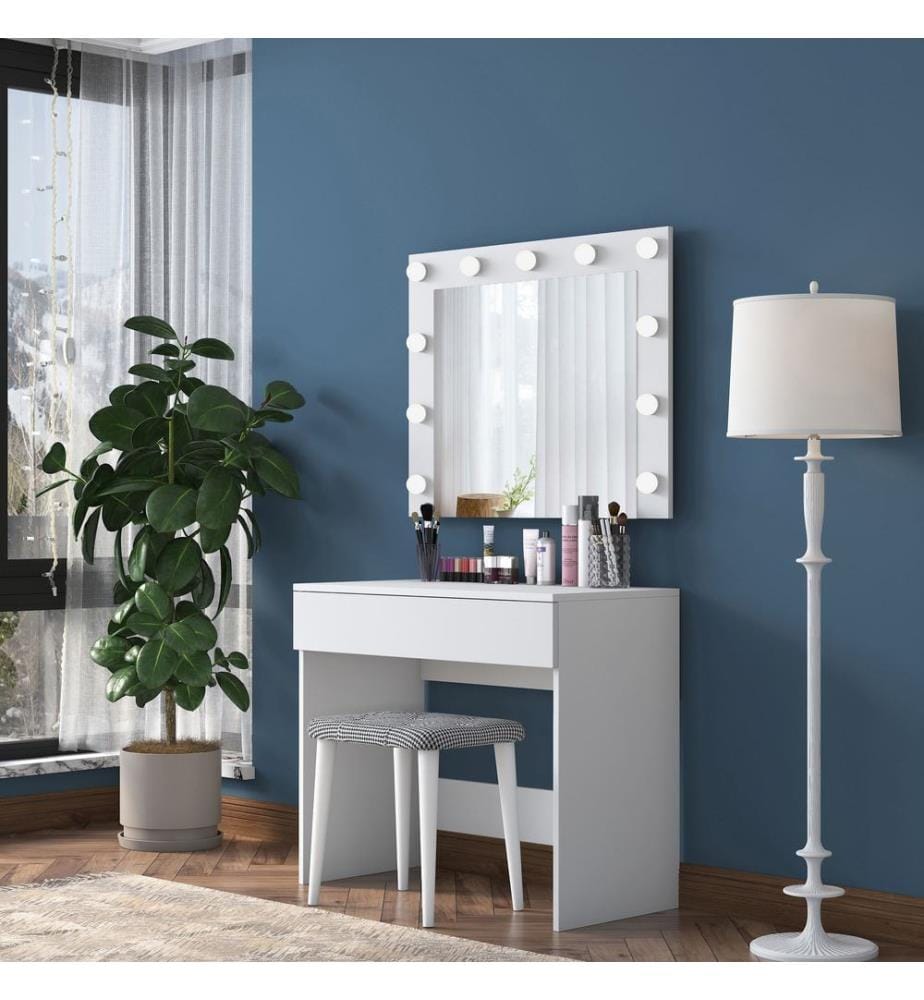 Table de maquillage, blanc, mélaminé E1 Quality Chipboard
