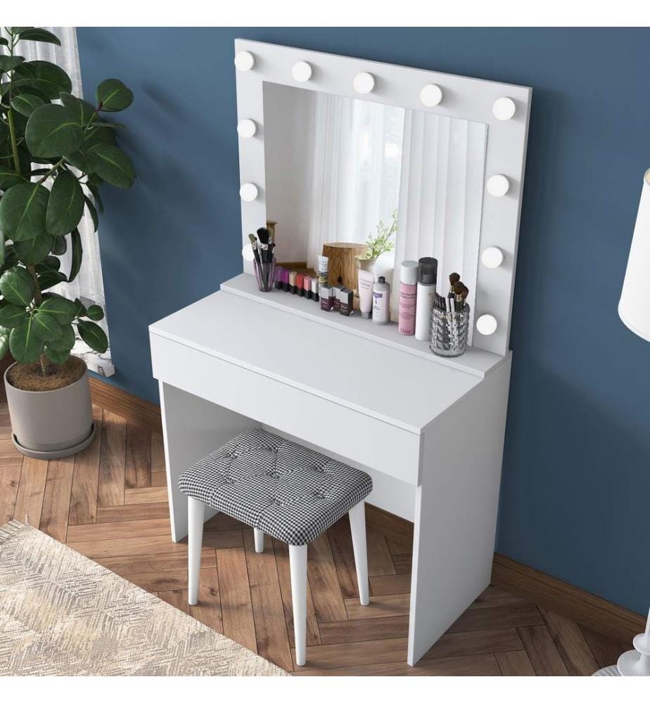 Table de maquillage, blanc, mélaminé E1 Quality Chipboard