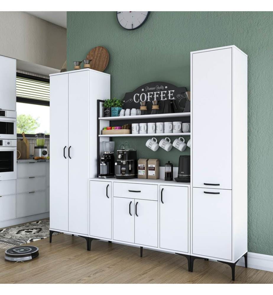 Meuble polyvalent, blanc, panneau de particules mélaminé E1