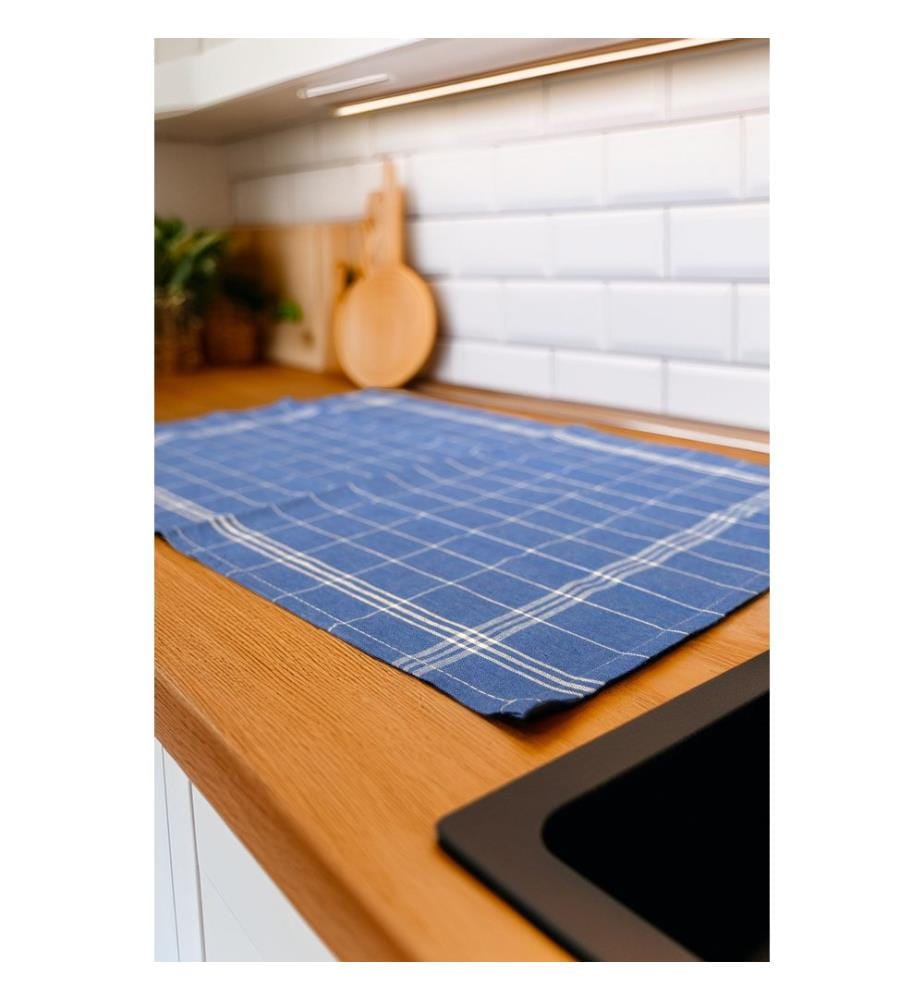 Kitchen Towel Set, 10 Pieces, Blue,White, 100% COTTON