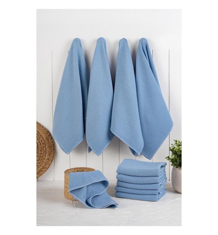 Ensemble de torchons, 10 pièces, bleu denim, 90 % COTON / 10 % POLYESTER