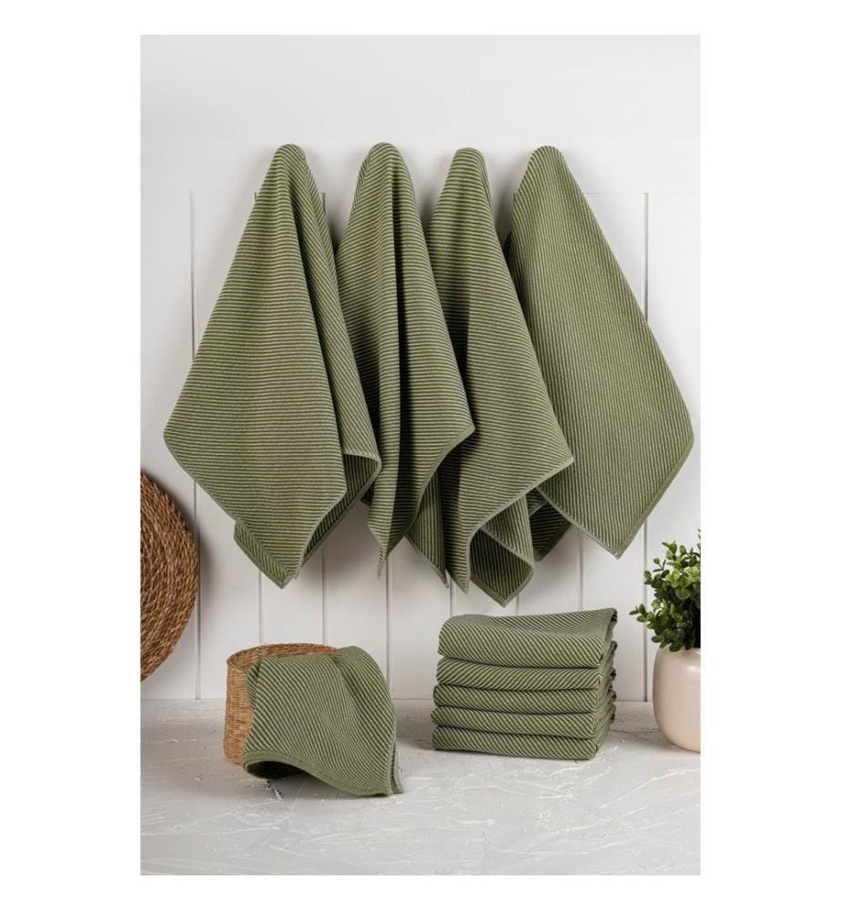 Kitchen Towel Set, 10 Pieces, Dark Green, 90% COTTON / 10% POLYESTER