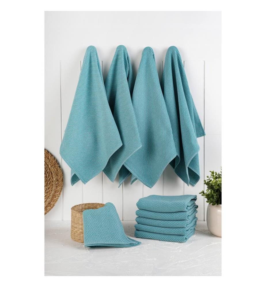 Kitchen Towel Set, 10 Pieces, Petrol, 90% COTTON / 10% POLYESTER