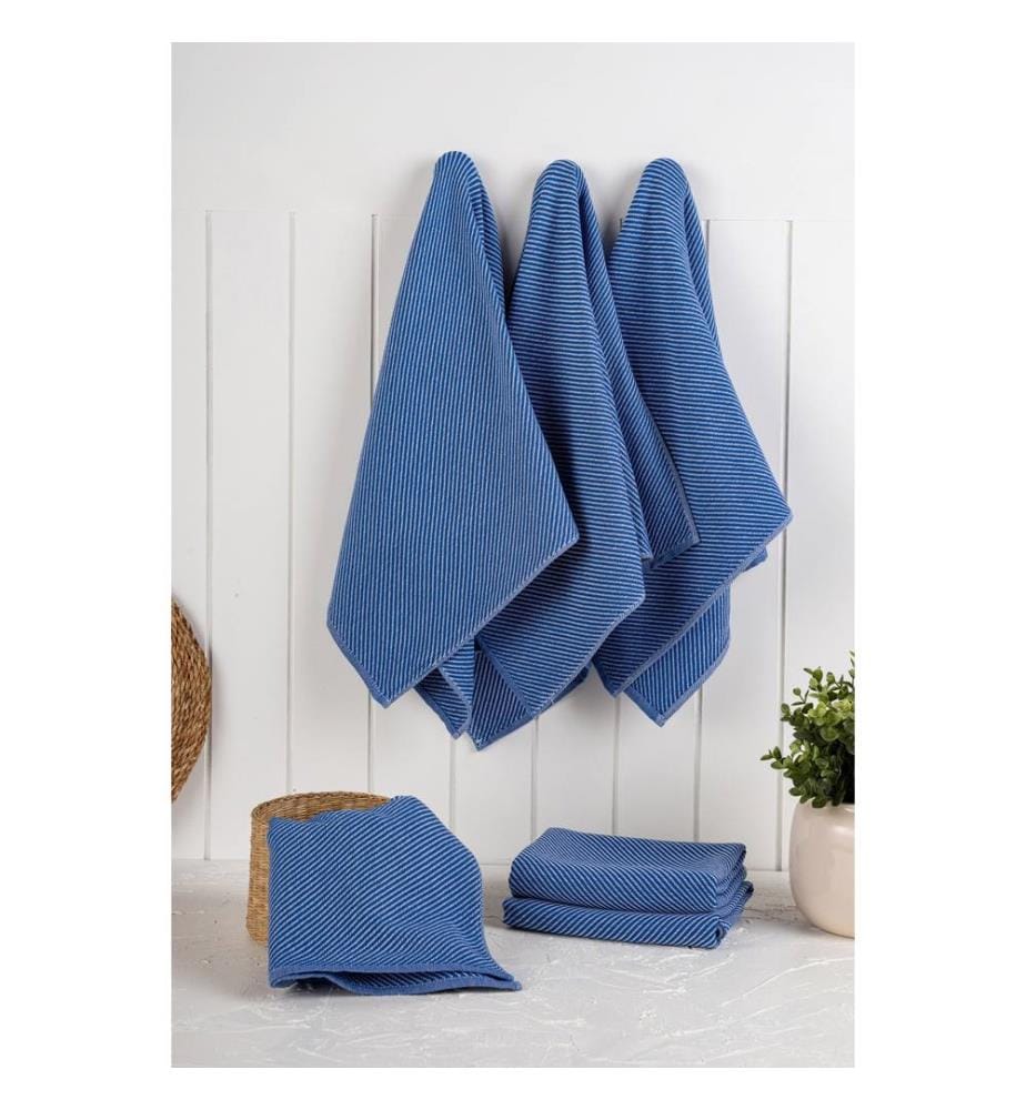 Ensemble de torchons, 6 pièces, bleu nuit, 90 % COTON / 10 % POLYESTER