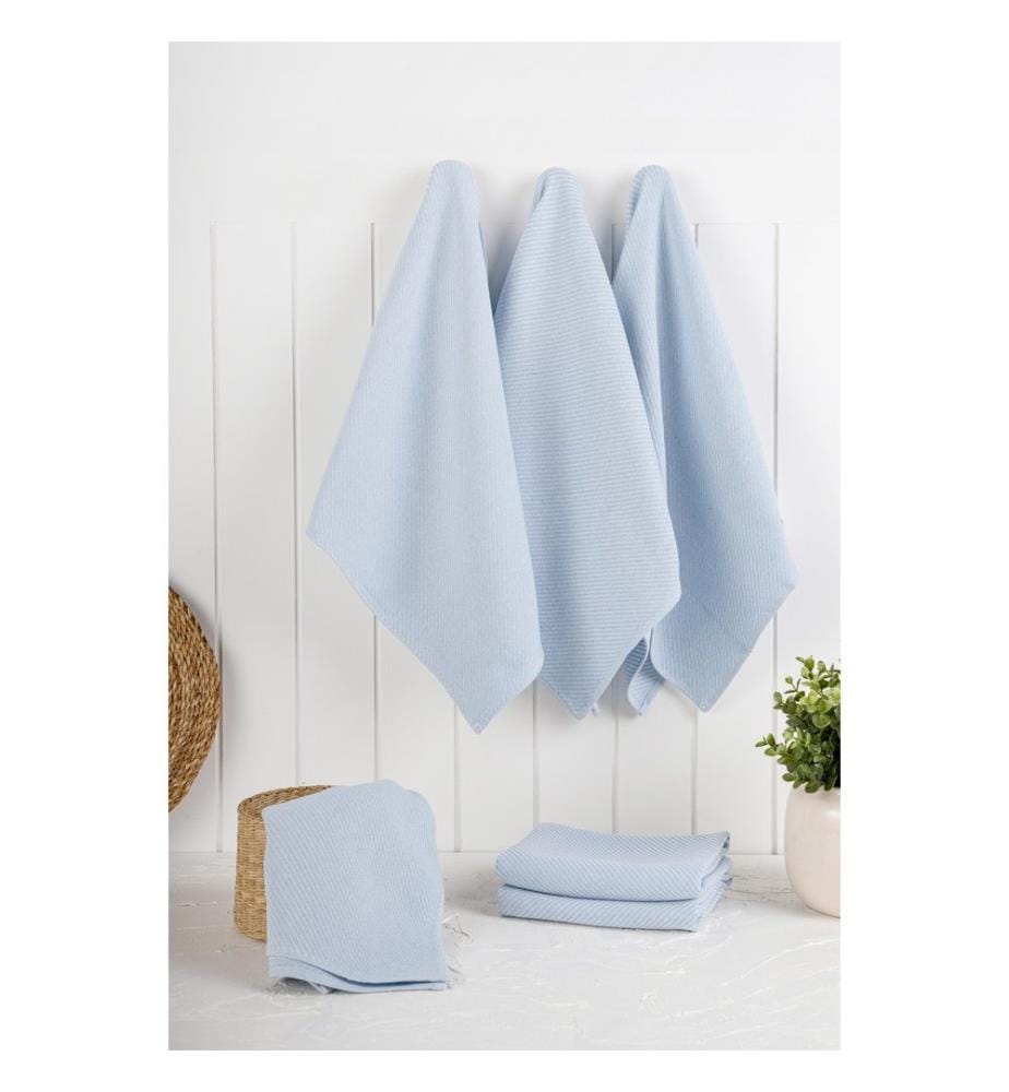 Ensemble de torchons, 6 pièces, bleu clair, 90 % COTON / 10 % POLYESTER