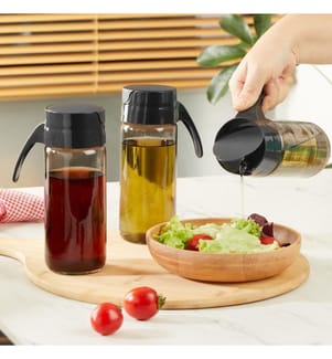 Oil Dispenser Set, 2 Pieces, Transparent, 100% GLASS