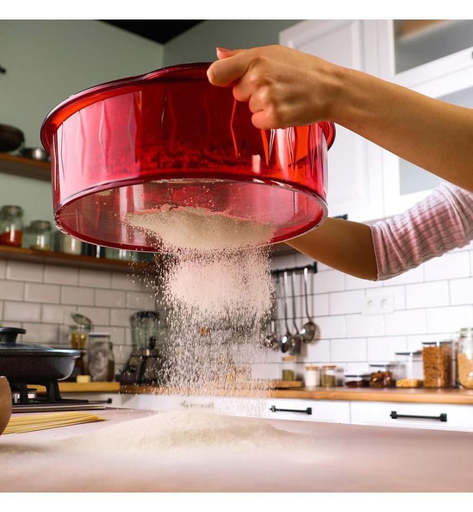 Sieve, Red, Plastic & Stainless Steel